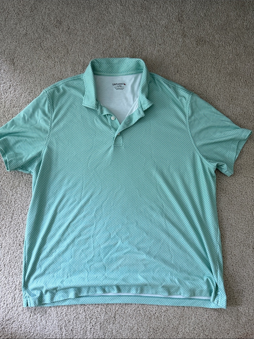 UNTUCKit Men's Mint Green Micro-Print Polo